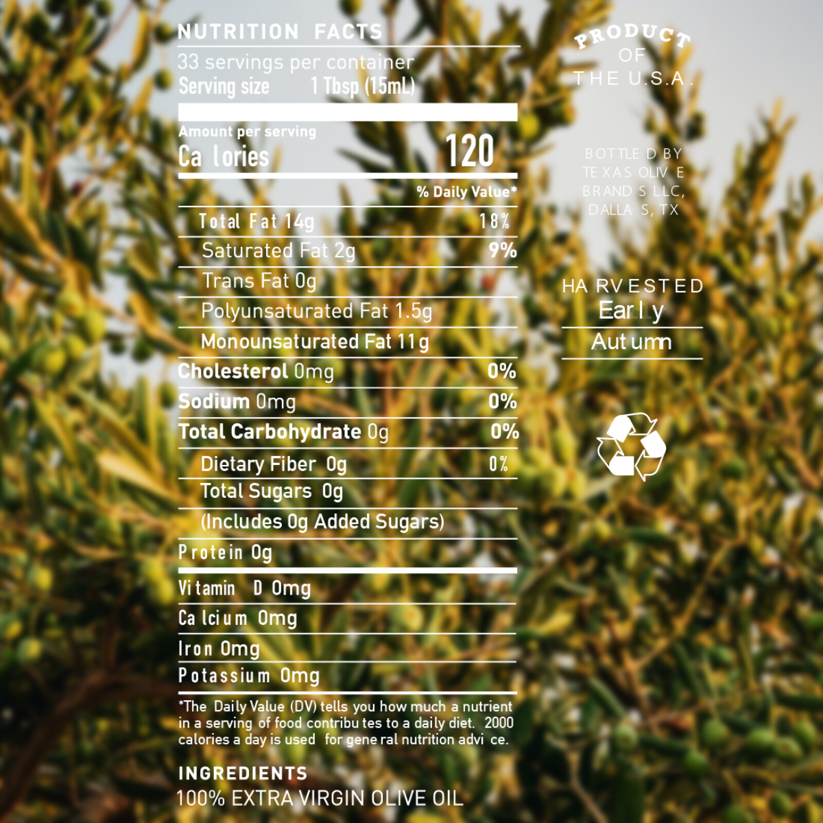 Texas Arbequina Extra Virgin Olive Oil